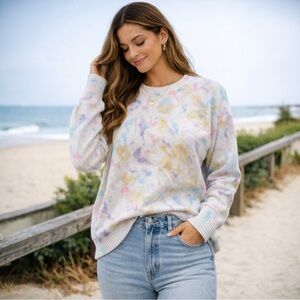 Philosophy Republic Clothing Tie Dye Sweate r L Pastel Knit Crewneck Soft Cozy